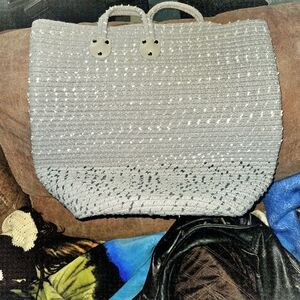 Elegant Gray Woven Tote Bag